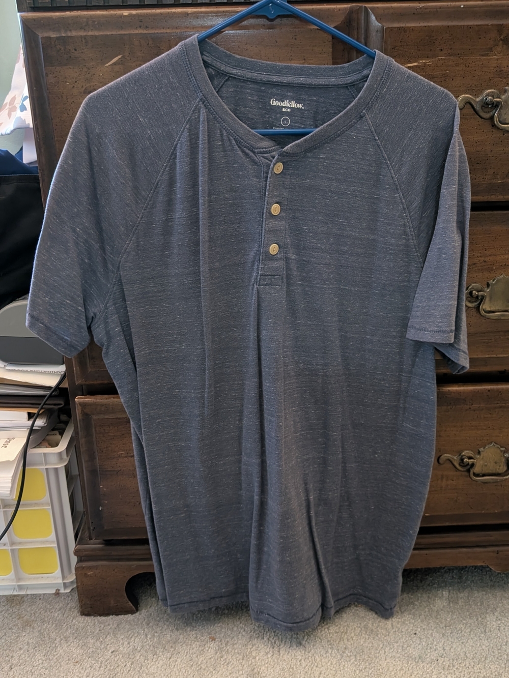 Goodfellow & Co Charcoal Heather Short Sleeve Henley